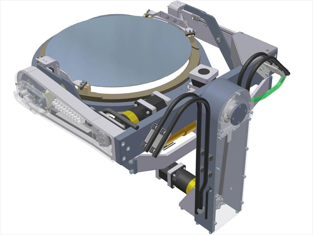 Semiconductor 6 axis mechanism for bright field inspection. With ISO class 2 cleanliness in very compact space.